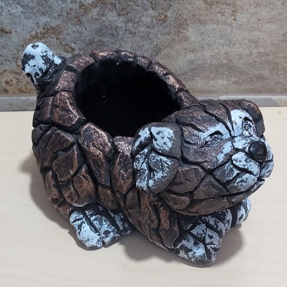 Dog Planter Distressed Stone Effect Finish Succulent Flowerpot Small Cement Anim - Picture 13 of 13